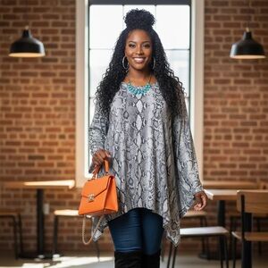 Green Envelope Gray Snake Print Tunic